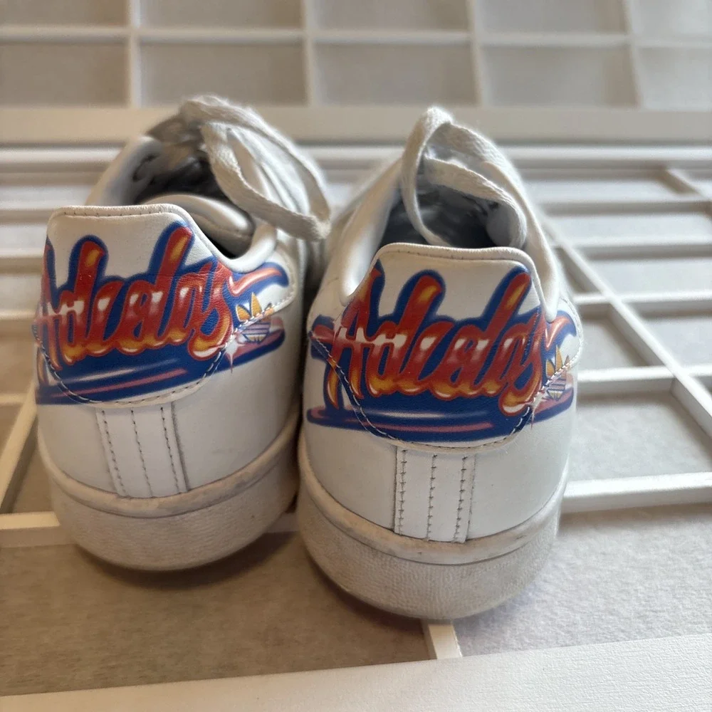 Adidas Originals Leather Stan Smith Graffiti‎ White Bluebird FV7869 Men Sz 7.5